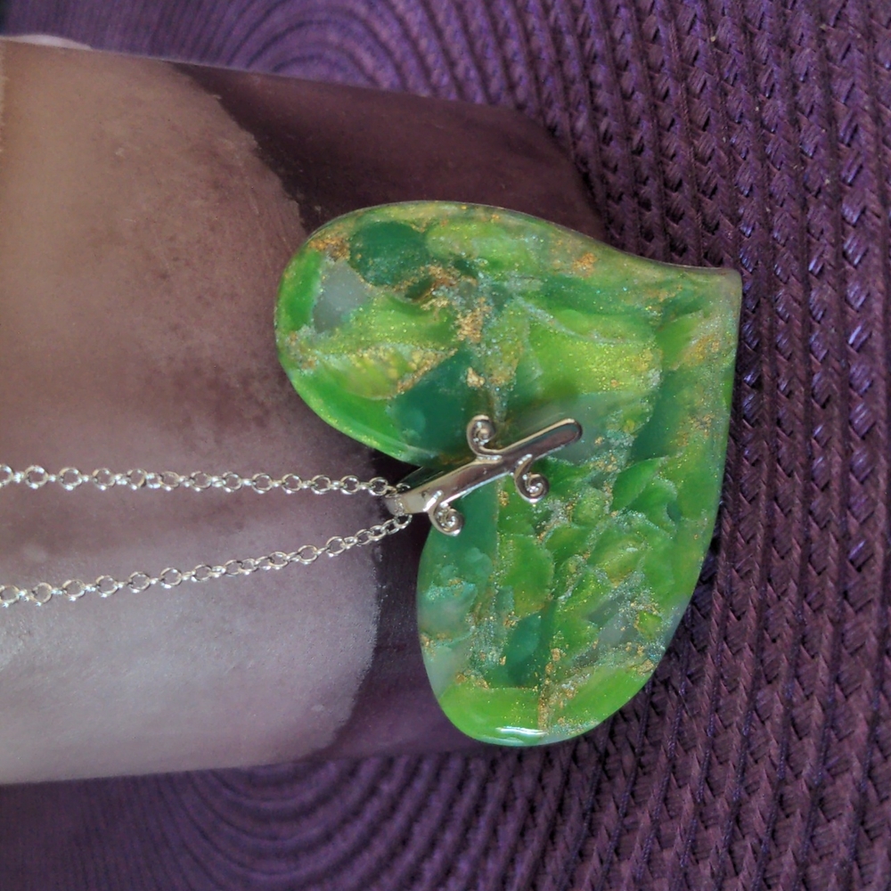 Faux Jasper Heart Pendant